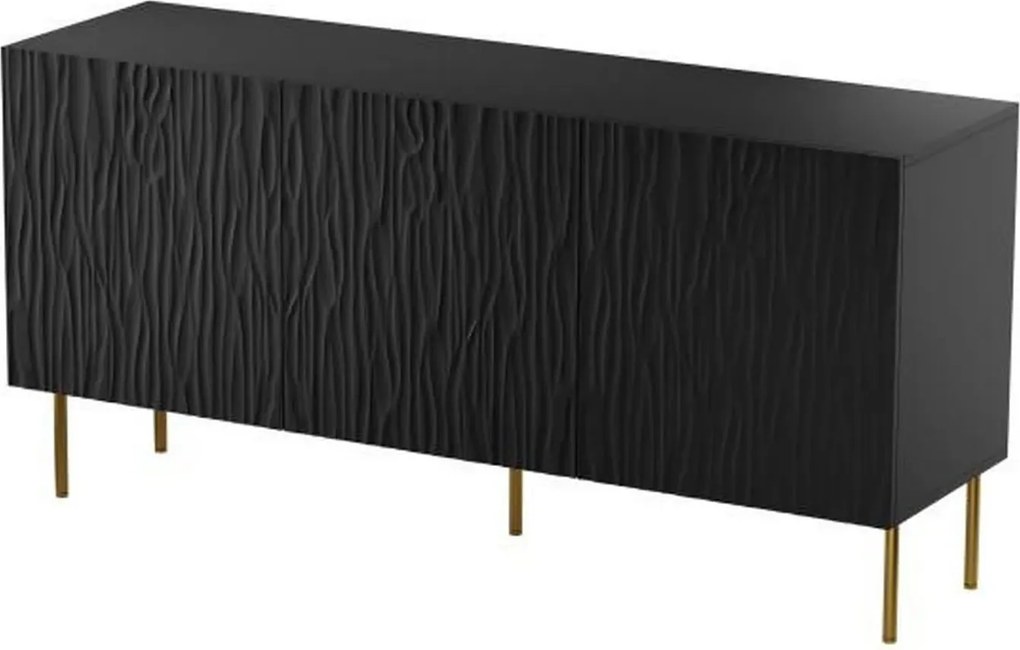 Comoda JUNGLE, negru/auriu, PAL laminat, 152x42x75 cm