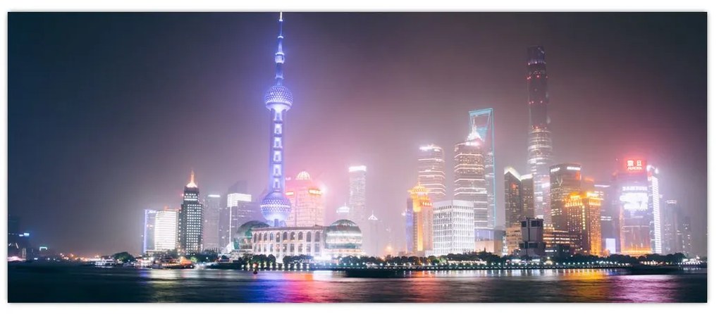 Tabloul Shangai nocturn (120x50 cm)