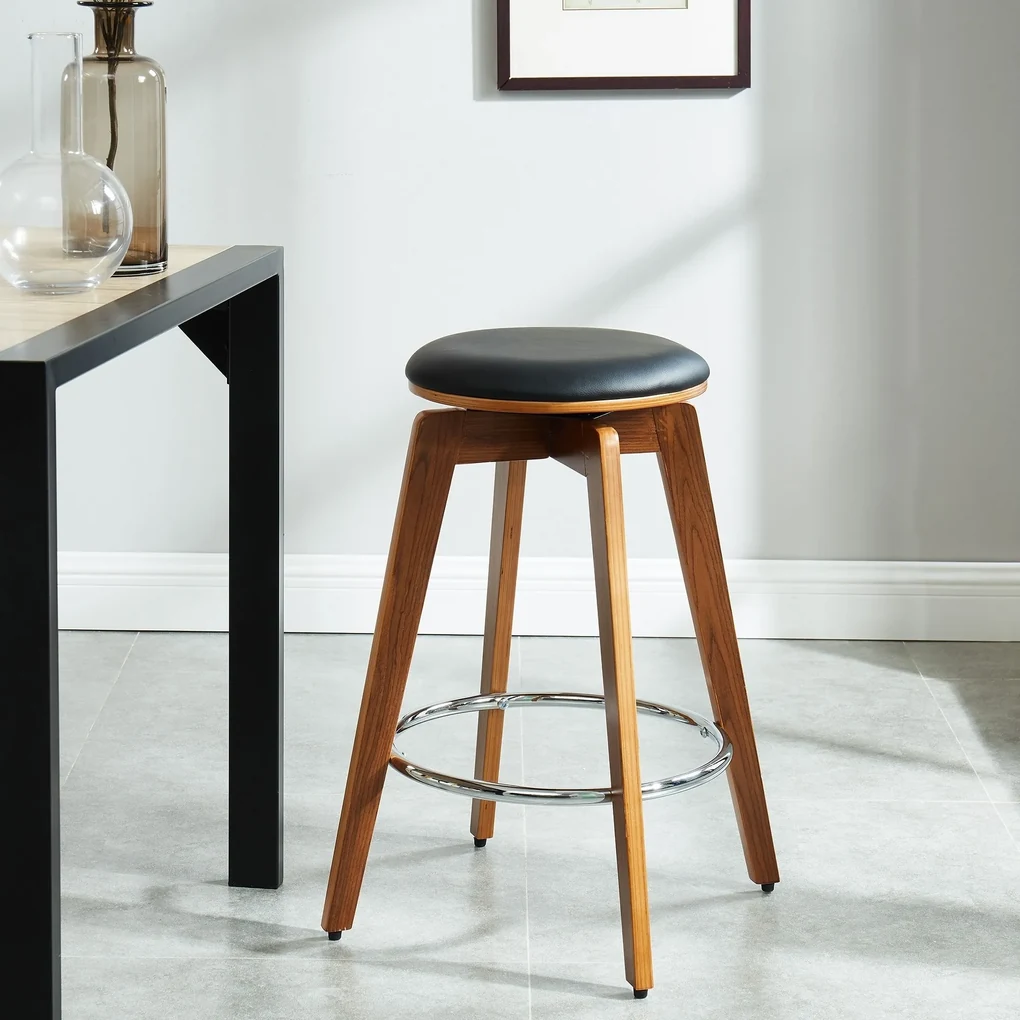 Scaun bar Hermes, negru, 58x58x77 cm