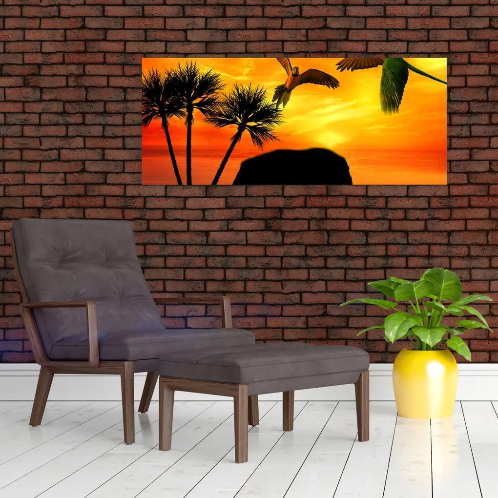 Tablou - papagaii cu elefanți (120x50 cm)