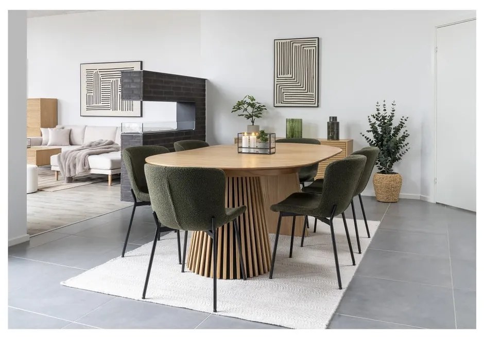 Masă de dining rotundă extensibilă cu blat cu aspect de lemn de stejar ø 120 cm Osaka – House Nordic