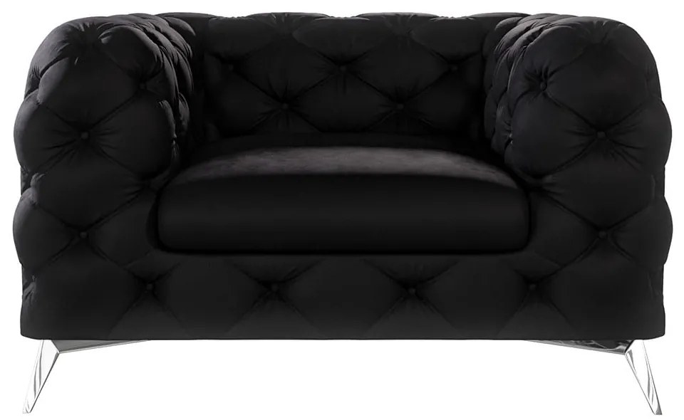 Fotoliu negru cu tapițerie din catifea Chelsea – Ropez