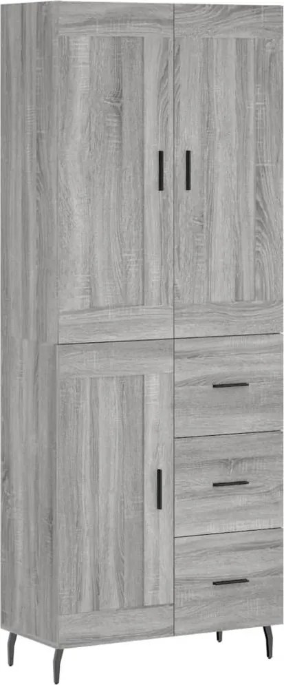vidaXL Dulap înalt, gri sonoma, 69,5x34x180 cm, lemn compozit