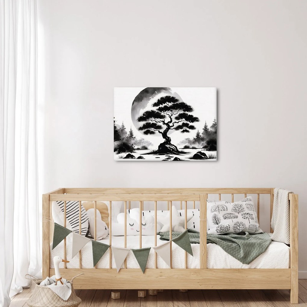 Tablou – Bonsai alb-negru (70x50 cm)