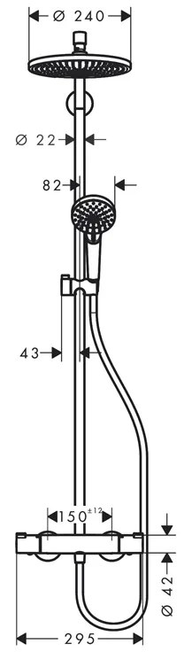 Coloana dus termostata Hansgrohe, Crometta S240, crom