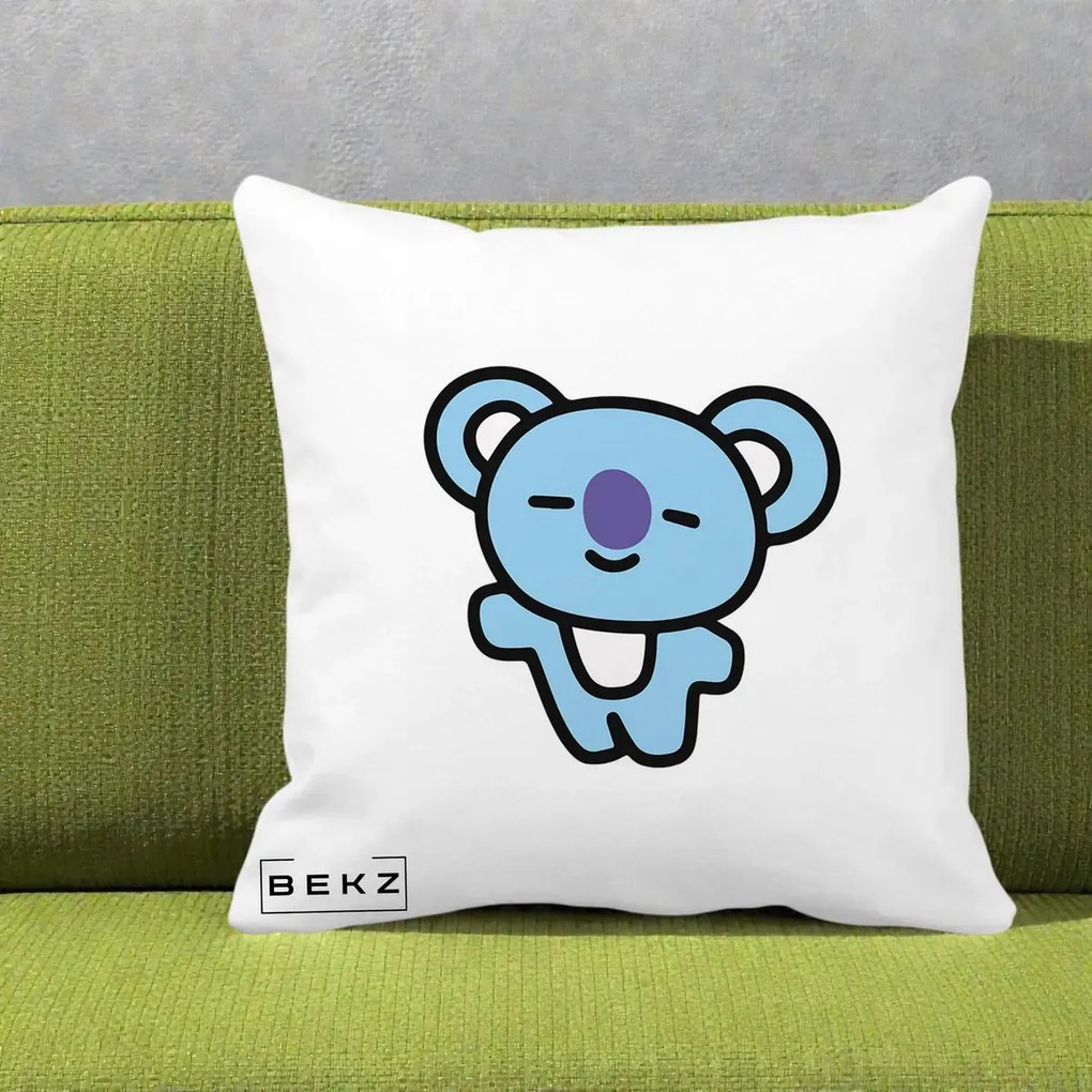 Perna Personalizata BT21 Koya Kawaii, 40x40 cm, Alba Mata, Husa Detasabila, Perna Inclusa, BEKZ®