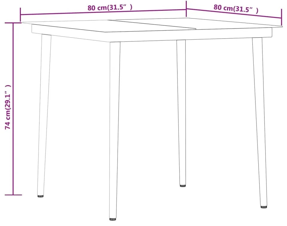 Set mobilier de gradina, cu perne, 3 piese, negru negru si maro, Lungime masa 80 cm, 3