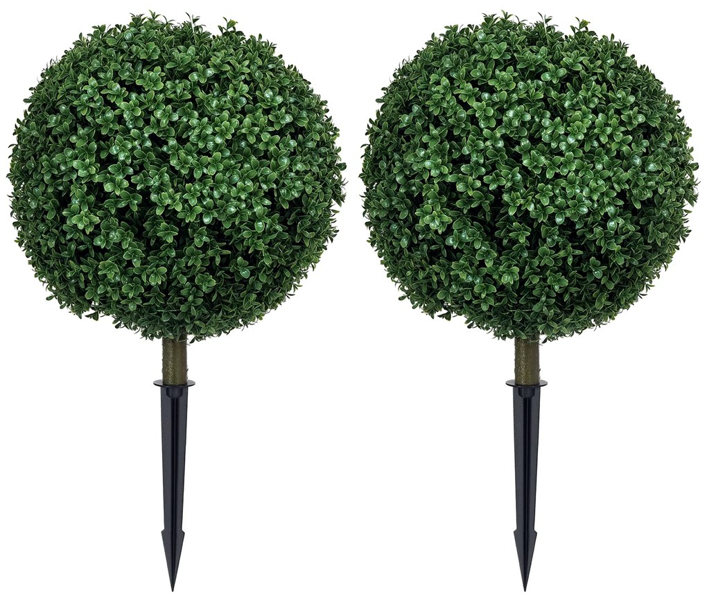HOMCOM Buxus artificial set de 2, realist, rezistent la intemperii, ușor de întreținut, 70 cm | Aosom Romania