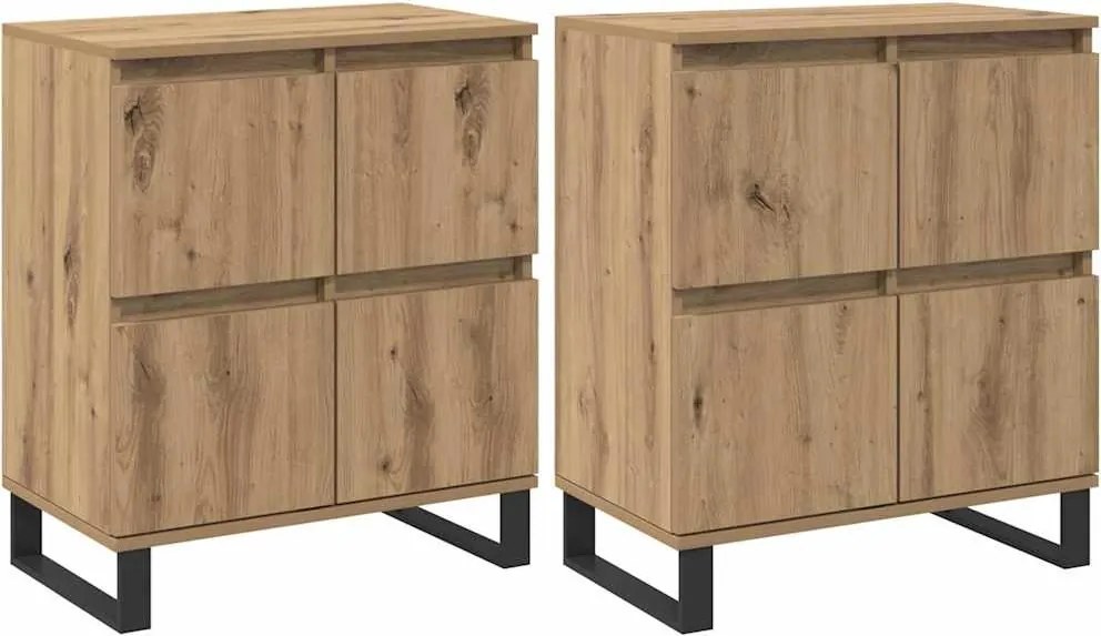 vidaXL Bufet 2 pcs Stejar Artizanal 60 x 35 x 70 cm