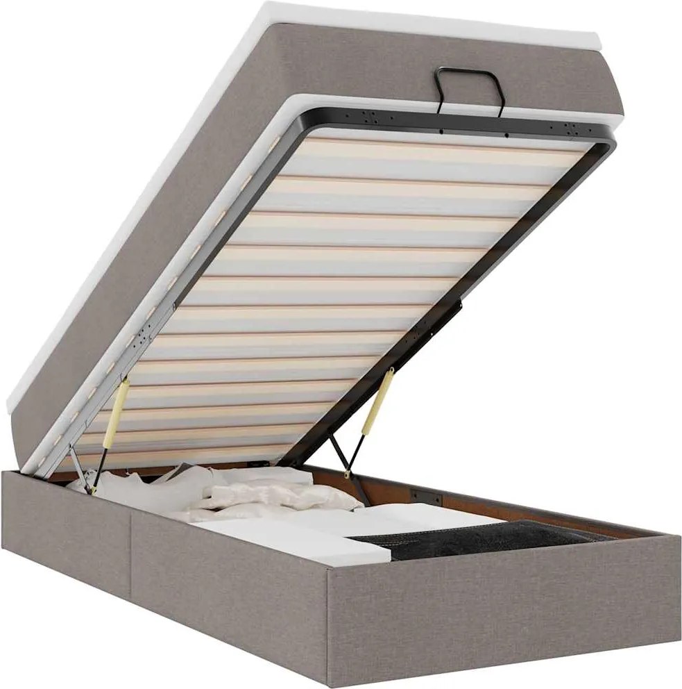 vidaXL Cadru de pat otoman cu saltea Taupe 90x190cm Material