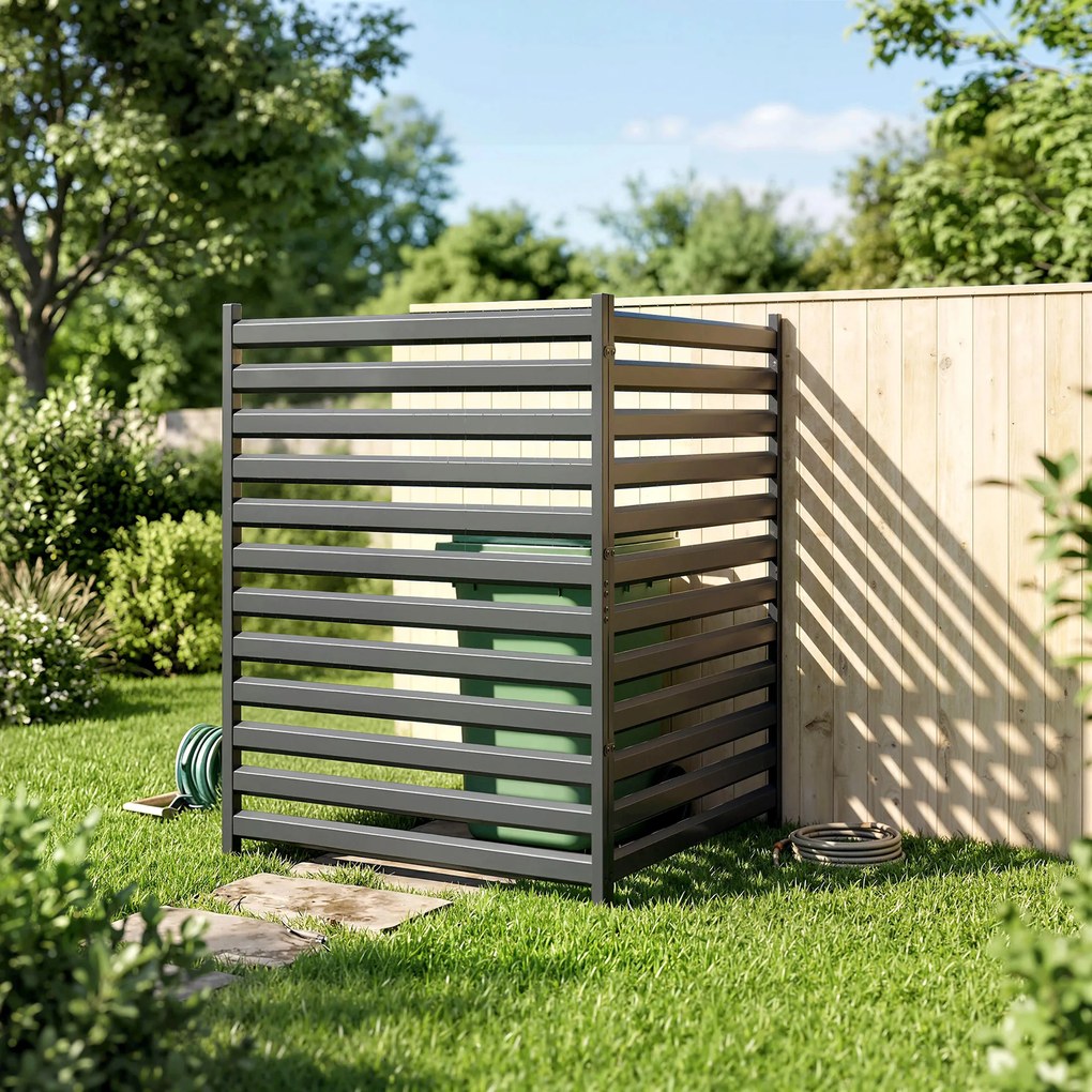 Outsunny Gard de grădină 2 panouri 91 x 152 cm metal gard de protecție vizuală cu stâlpi &amp; capace de protecție rezistent la rugină Negru | Aosom Romania