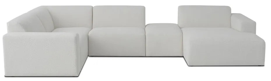 Colțar alb cu tapițerie din stofă bouclé (în formă de "U") Roxy – Scandic