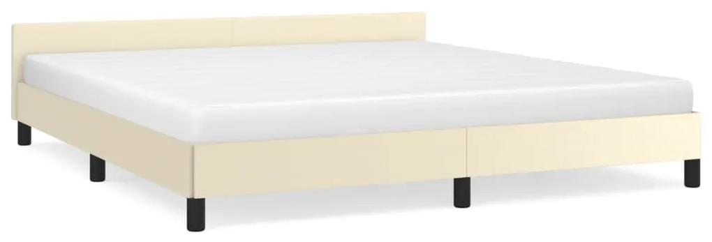 347515 vidaXL Cadru de pat cu tăblie, crem, 180x200 cm, piele ecologică
