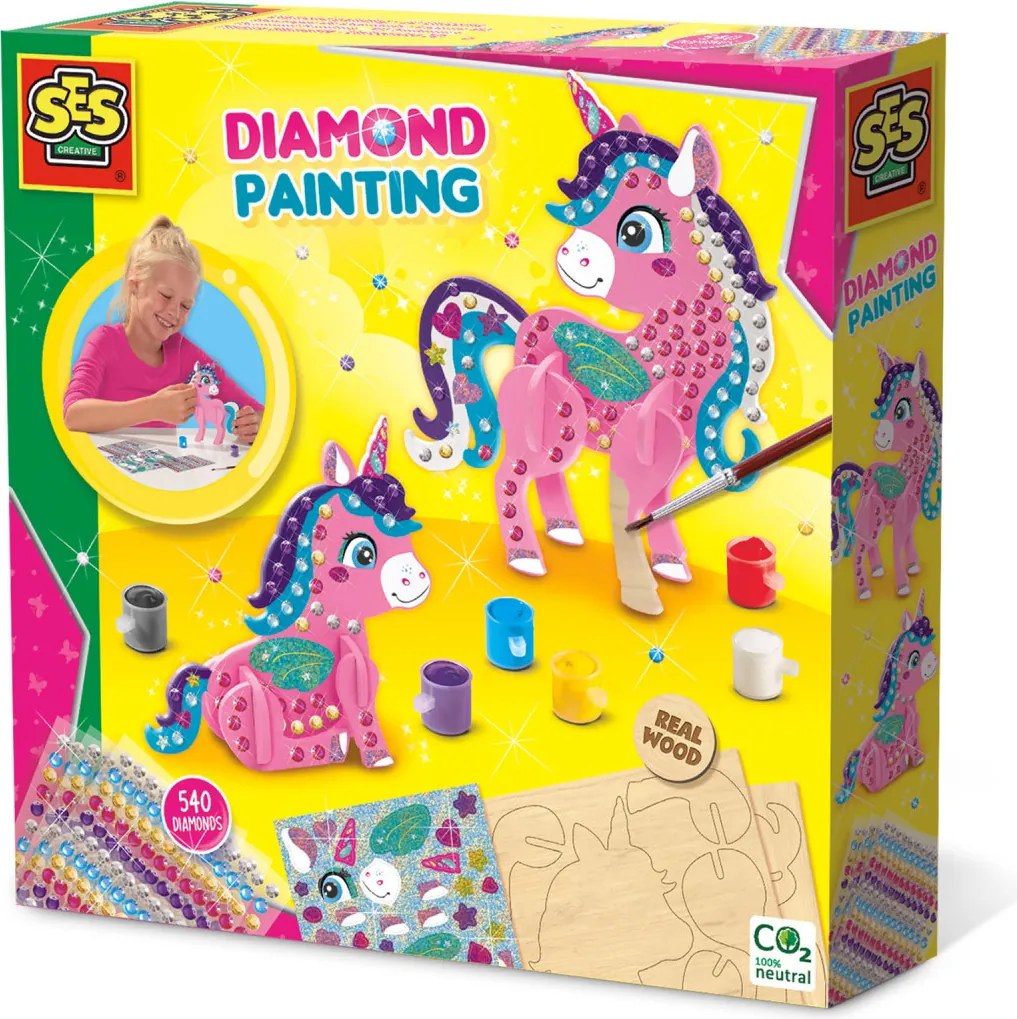 Set de pictura pentru copii cu diamante adezive si unicorn