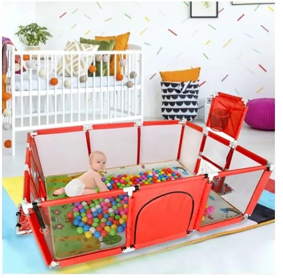Țarc pentru copii cu porți și coș 230x129x107cm RED