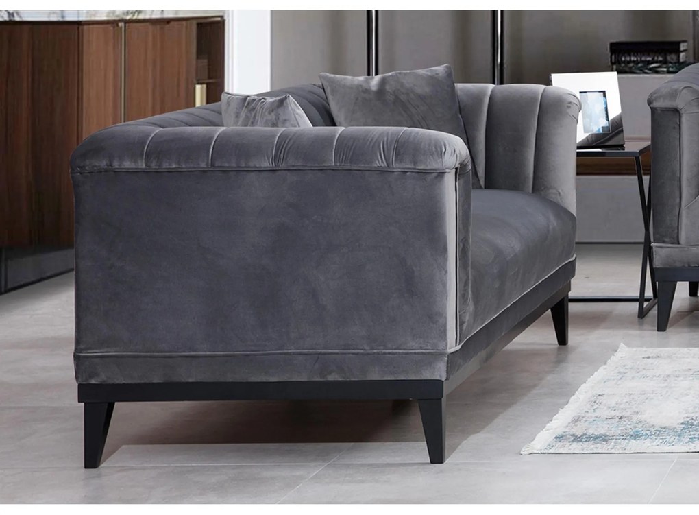 Canapea Canapea trei locuri Trendy (gri închis + negru). 1106721