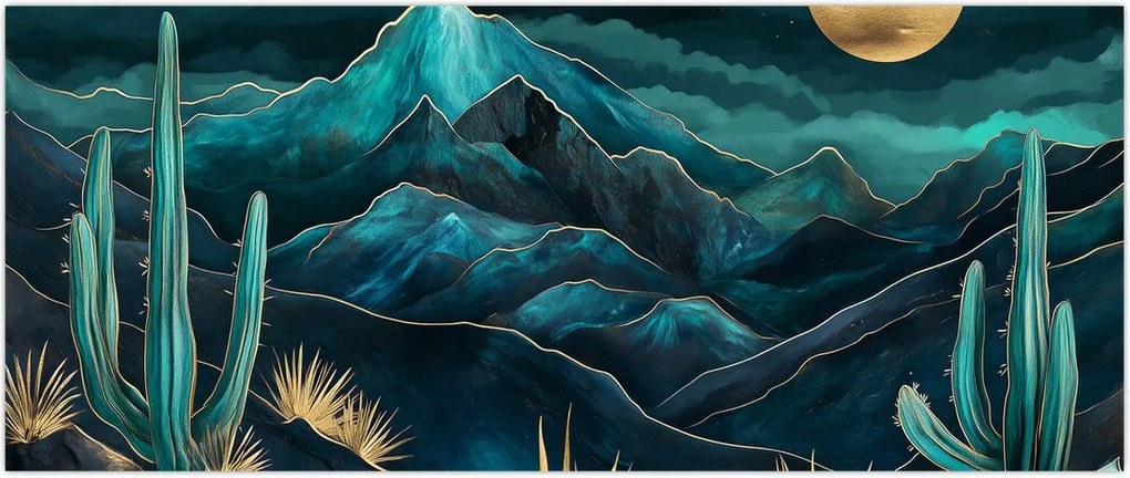 Tablou - Noapte turcoaz (120x50 cm)