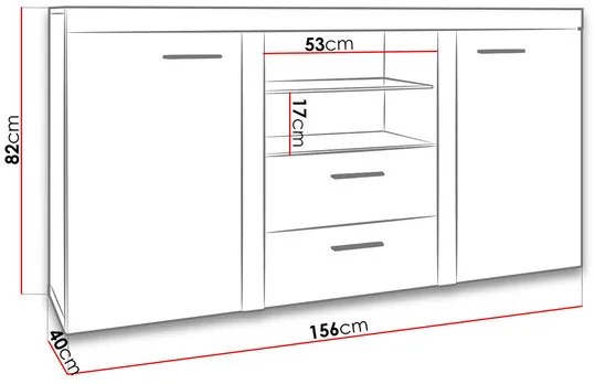 Comodă combinată Rokara (Alb) (fără iluminat). 1053856
