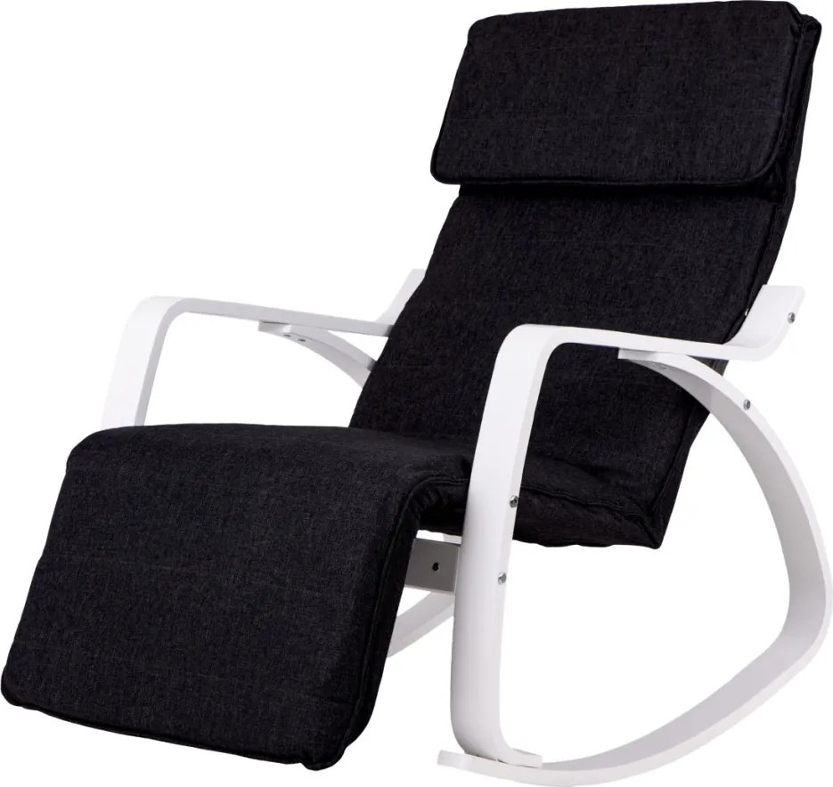 Scaun balansoar alb negru cu suport pentru picioare reglabil