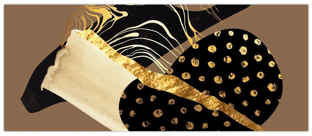 Tablou - Abstracție maro auriu N⁰1 (120x50 cm)