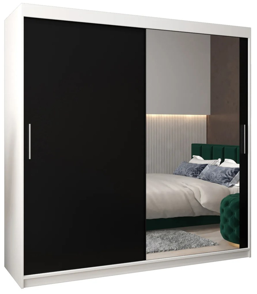 Dulap de haine 200 cm Toki 2 (alb mat + negru mat). 1065014