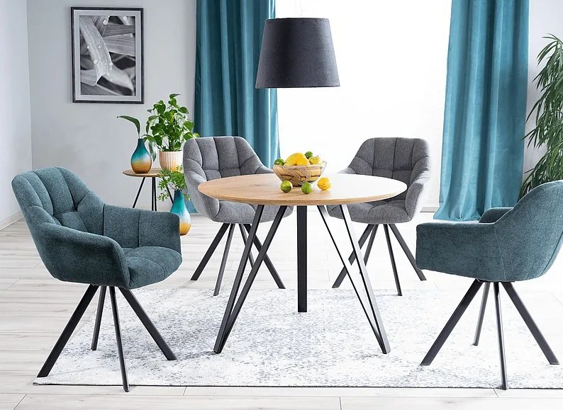 Masa Tetis stejar/negru ø100/h76 cm