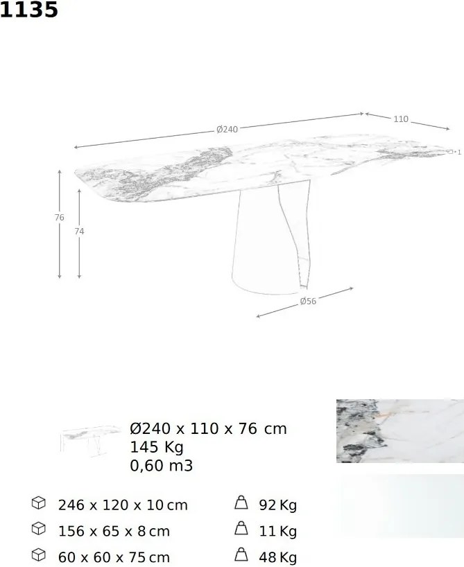 Masa deosebita design LUX Oval Barrel 240cm