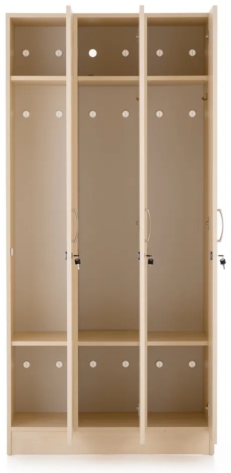 Dulap din lemn Visio - 3 compartimente, 90 x 42 x 190 cm, paltin