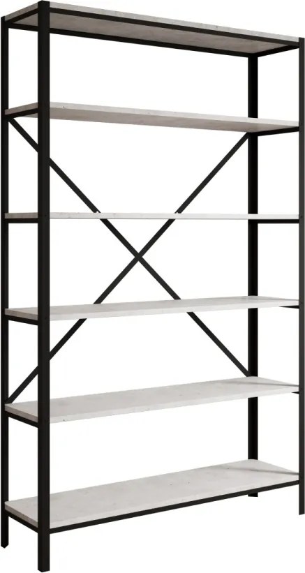 Raft metalic pentru carti, 110x180.2x30 cm, Ralph, ADRK Furniture (Culoare: Negru / Sonoma)