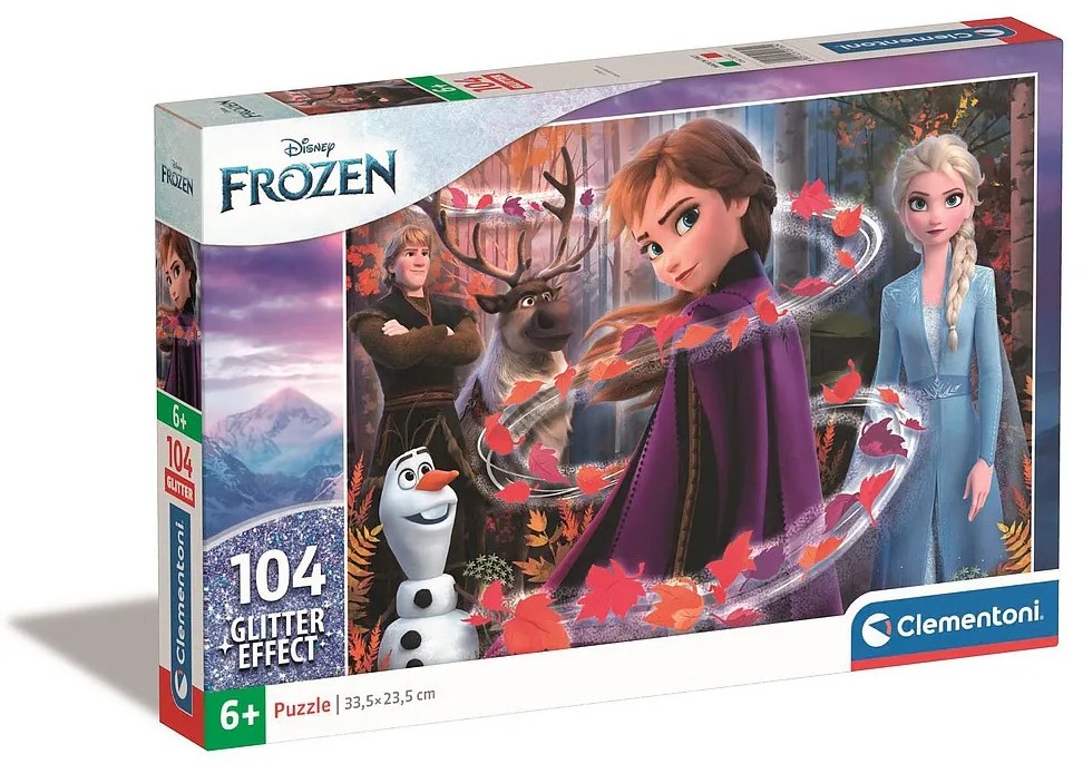 Disney Regatul de gheață Leaves Puzzle cu sclipici Clementoni de 104 piese