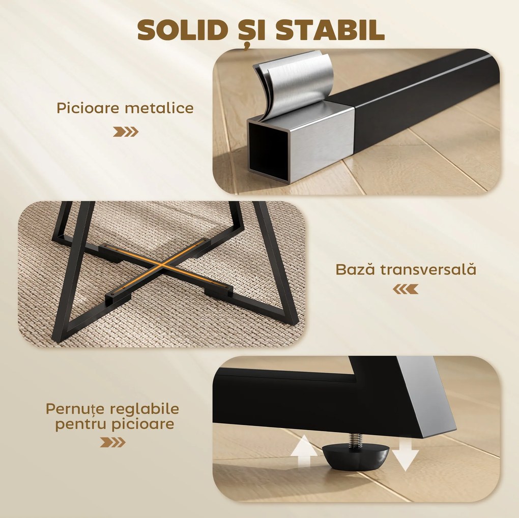 HOMCOM Masă de dining 4 locuri, 100 cm rotundă, bucătărie industrială, poliță de depozitare, maro rustic. | Aosom Romania