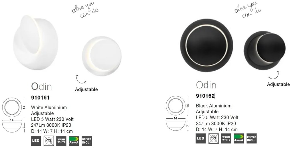Aplica LED ambientala, ajustabila ODIN neagra NVL-910162