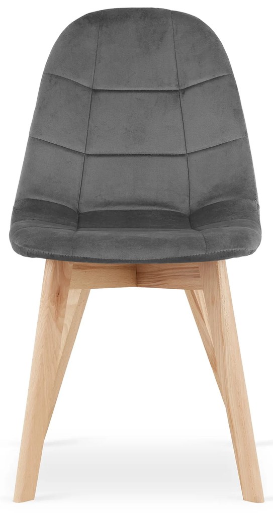 Set de dining 1 + 4, masa alba ADRIA 120x80 cm + scaun din catifea gri inchis BORA