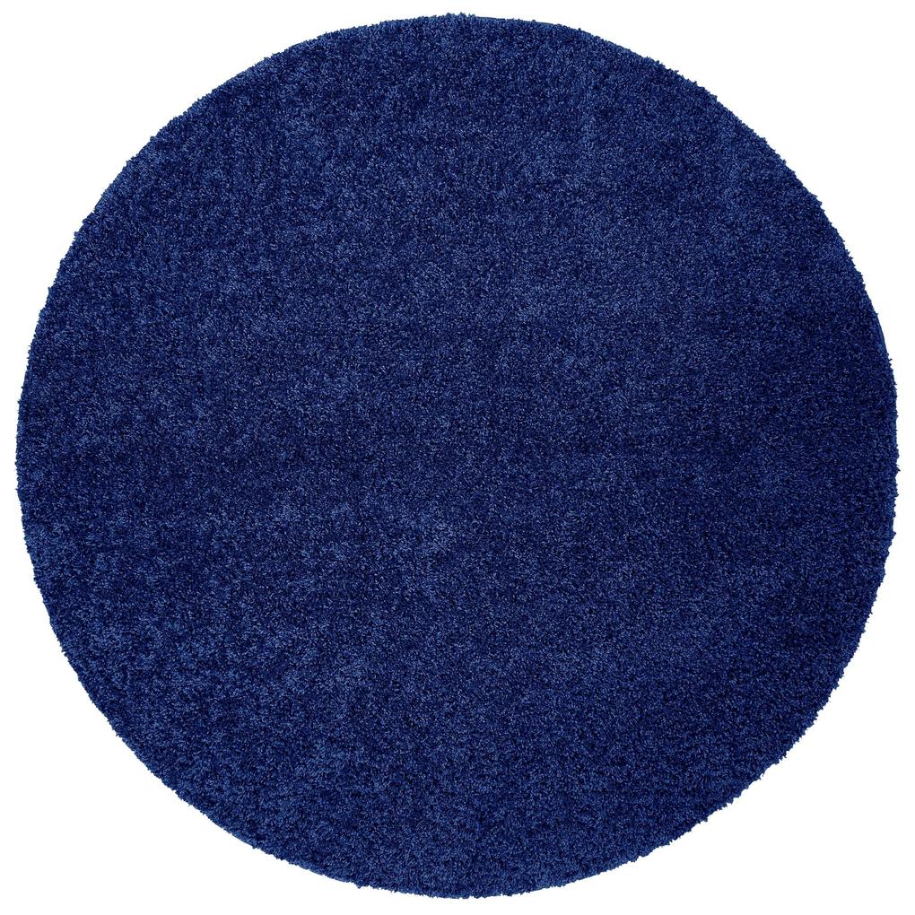 Covor Shaggy albastru cobalt rotund, 140 cm