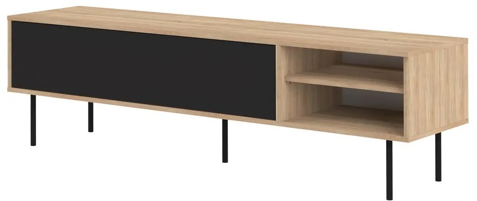 Comodă TV negru-natural cu aspect de lemn de stejar 165x40 cm Ampère – TemaHome