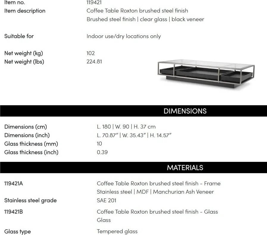 Masuta de cafea design LUX Roxton, negru