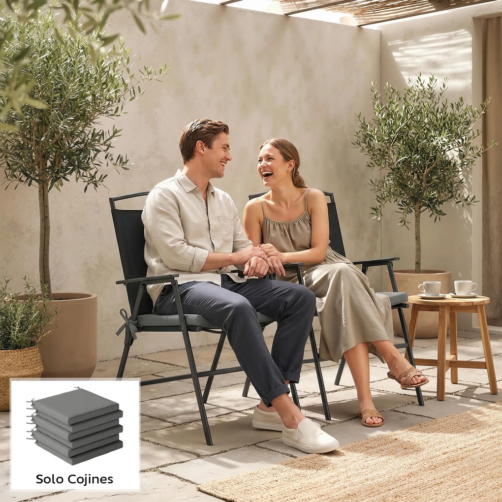 Outsunny Set pernuțe pentru scaune de sufragerie 46x42x7 cm 6 piese cu husă lavabilă și benzi hidrofug anti-UV Gri închis | Aosom Romania