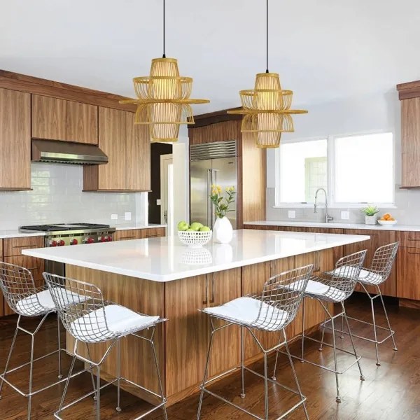 Lustră pe cablu Immax 08254L PINCHOS 1xE27/40W/230V d. 45 cm bambus