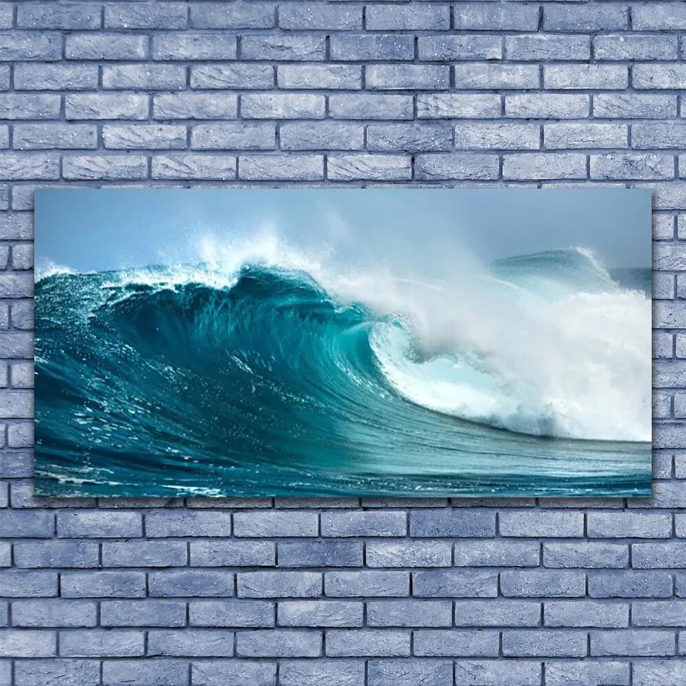 Tablou pe panza canvas Wave Peisaj Albastru Alb