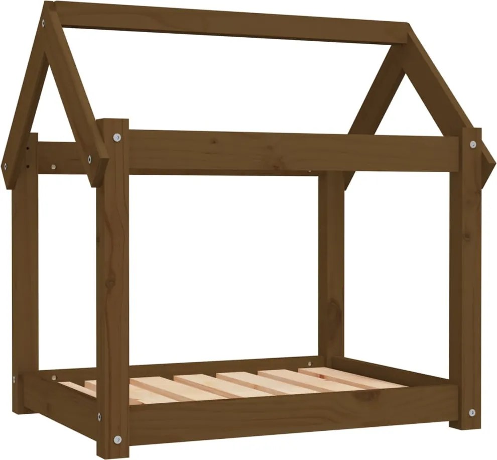 vidaXL Pat pentru câini, maro miere, 71x55x70 cm, lemn masiv de pin