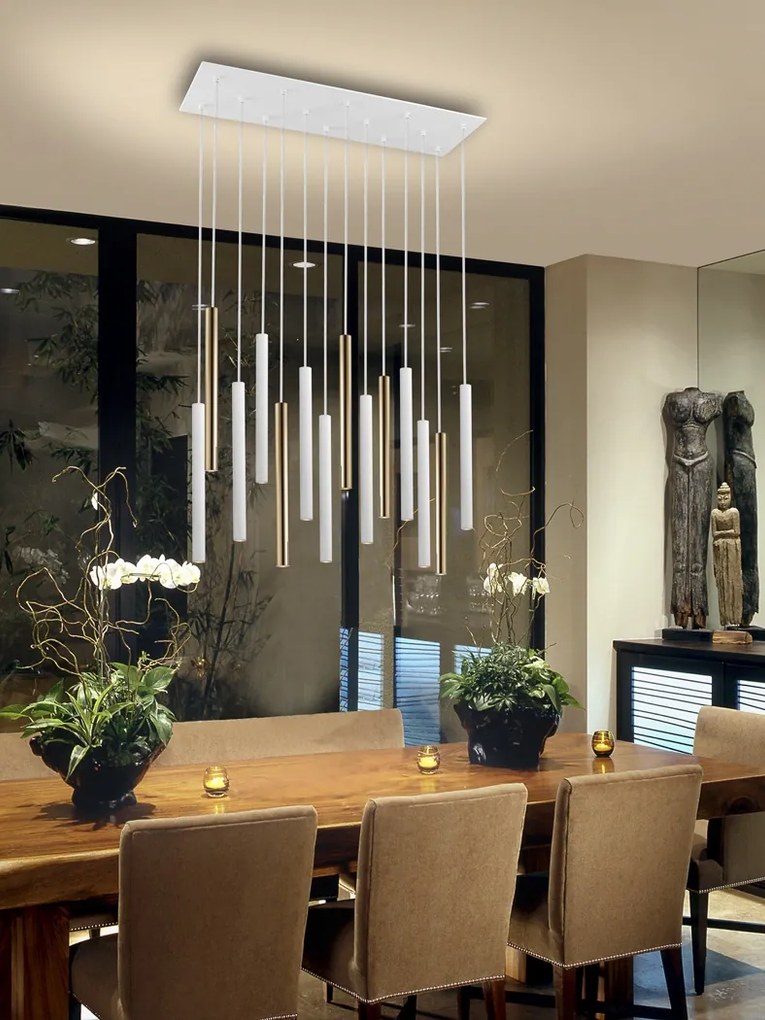 Lustra LED dimabila cu telecomanda design modern Varas alb/auriu SV-373437D