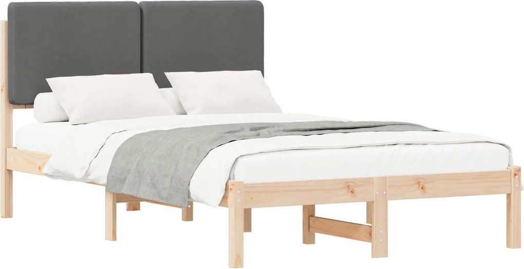 vidaXL Cadru de pat cu tăblie tapițată Gri închis 120 x 190 cm