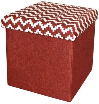 Taburet pliabil textil cu spatiu de depozitare Heinner Home, 38x38x38 cm, rosu, HR-FLD38-RED HR-FLD38-RED