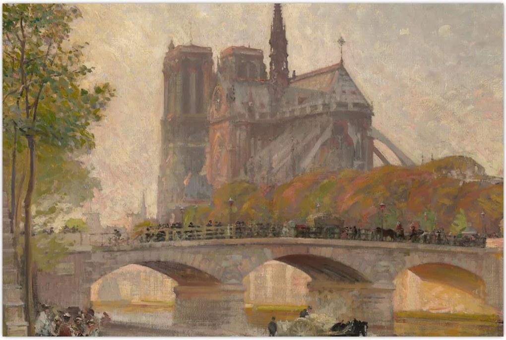 Tablou - Robert William Vonnoh, Notre Dame de Paris, reproducere (90x60 cm)