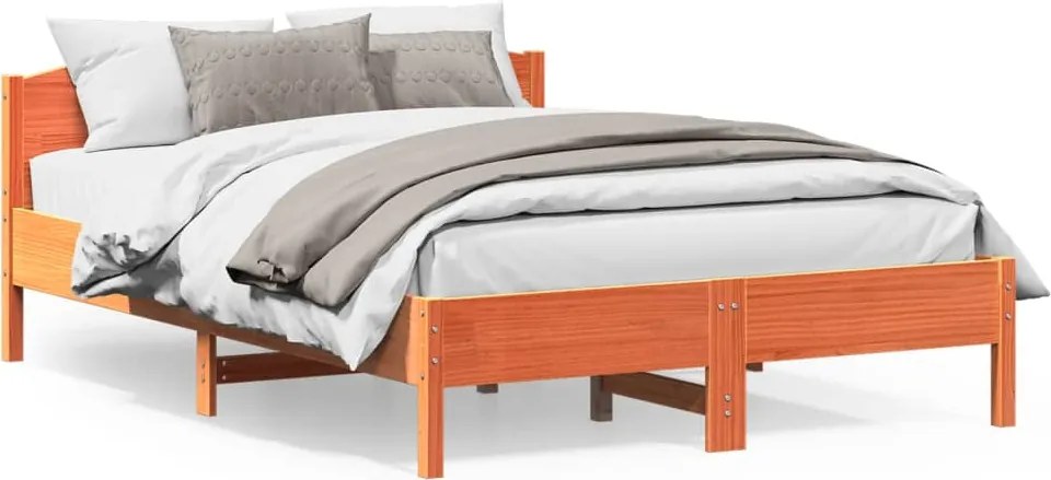 vidaXL Cadru de pat fără saltea, maro ceruit 150x200 cm lemn masiv pin