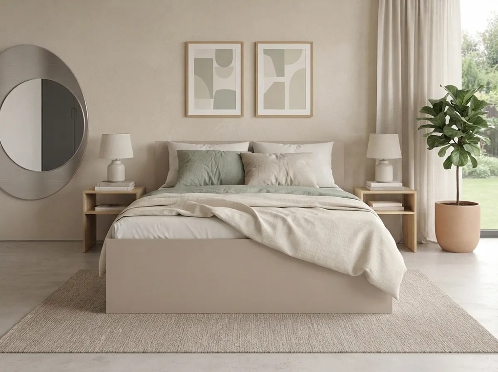 Pat ELISA 180 x 200 cm, casmir bej Saltele: Saltea Sommera 18 cm, Somiera pat: Cu lamele drepte