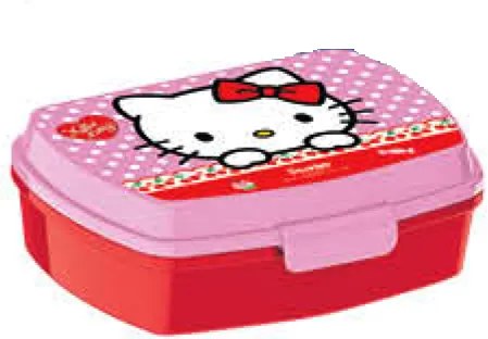 Cutie de plastic pentru sandwich, model Hello Kitty, 17x12.5x5 cm