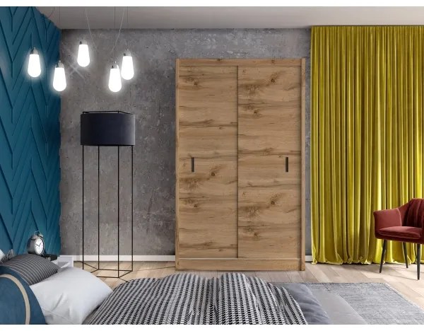 Dulap cu uși glisante SAPHIRA 150x215 cm, stejar Wotan