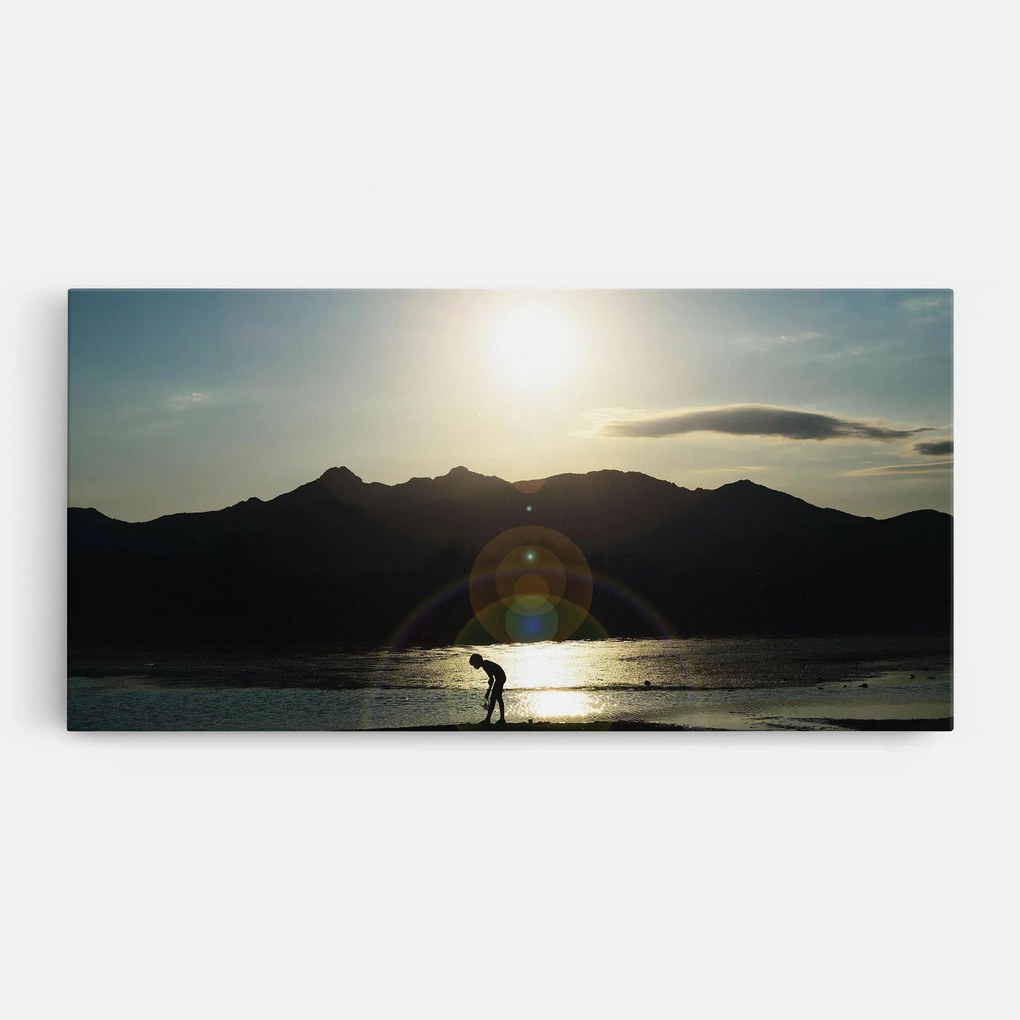 Tablou Canvas, 60x120cm, Dormitor si Living, Peisaje, Munti, Sunshine Mountain View