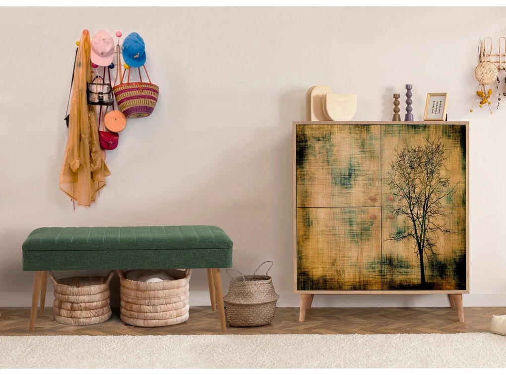 Mobilier pentru hol Maluxe 729 (Stejar sonoma + Verde). 1089063